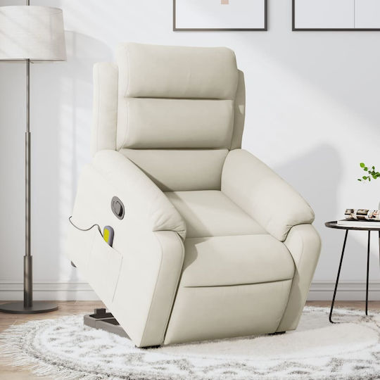 Relaxsessel Friseurwaschbecken mit Fußhocker Samt Cream 75x92.5x100cm