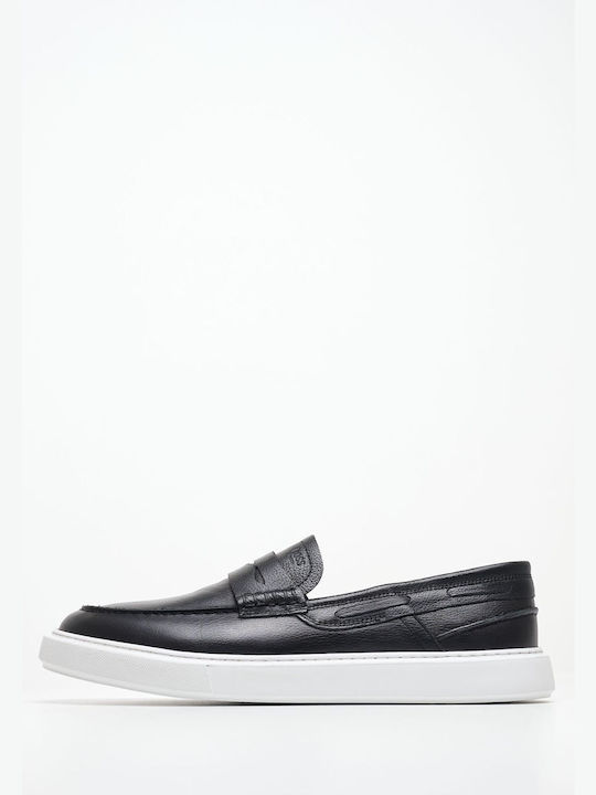 Boss Shoes Δερμάτινα Ανδρικά Loafers σε Μαύρο Χρώμα