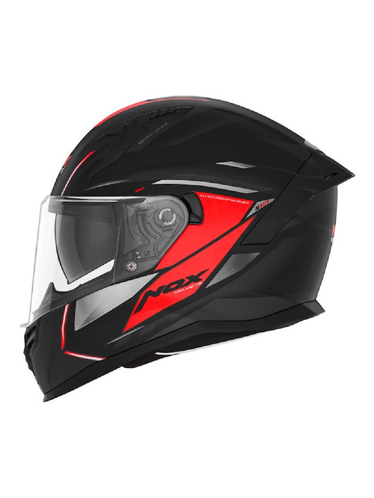 Nox N401 Black / Red Matt Motorcycle Helmet Full Face ECE 22.06 with Sunvisor