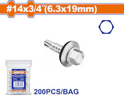 Wadfow Autoperforant Șurub de tablă Hexagon Galvanizat cu Diametru M6.3 și Lungime 19mm 200buc