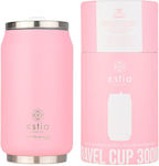 Estia Travel Cup Save the Aegean Glass Thermos Stainless Steel BPA Free Blossom Rose 300ml with Straw