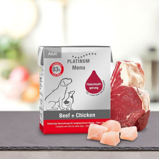 Platinum Pet Food & Care Hrană Umedă pentru Câini cu Carne de vită și Pui 375gr