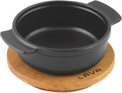 Cast Iron Σαγάνι Σερβιρίσματος Μαύρο Ξύλινη Βάση Φ11cm 18mm Σμάλτο 1 Στρώσεως 1 Ψήσιμο 630gr Lava Tg477510