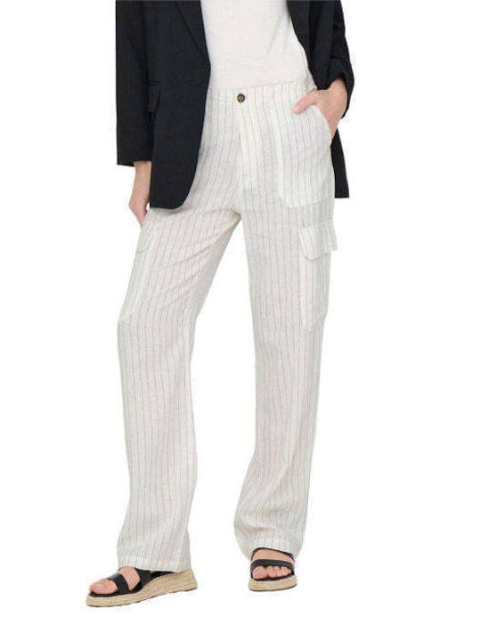 Only Women's Linen Trousers White