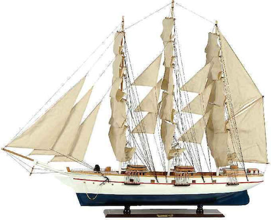 Wooden Traditional Boat 150 X 23 X 124 H Cm White-Blue