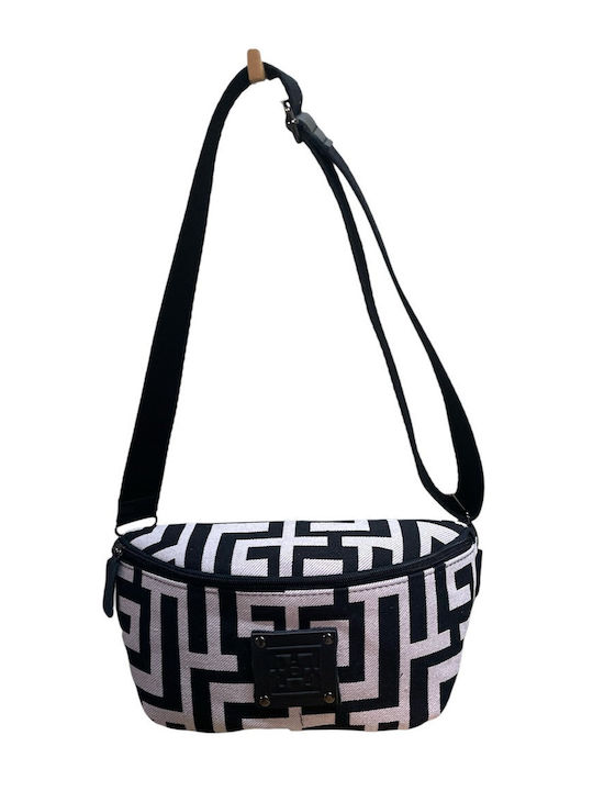 Midneto Geantă de damă Crossbody Beige Black Labyrinth