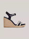 Tommy Hilfiger Women's Fabric Ankle Strap Platforms Navy Blue