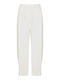 Funky Buddha Women's Fabric Capri Trousers in Loose Fit White