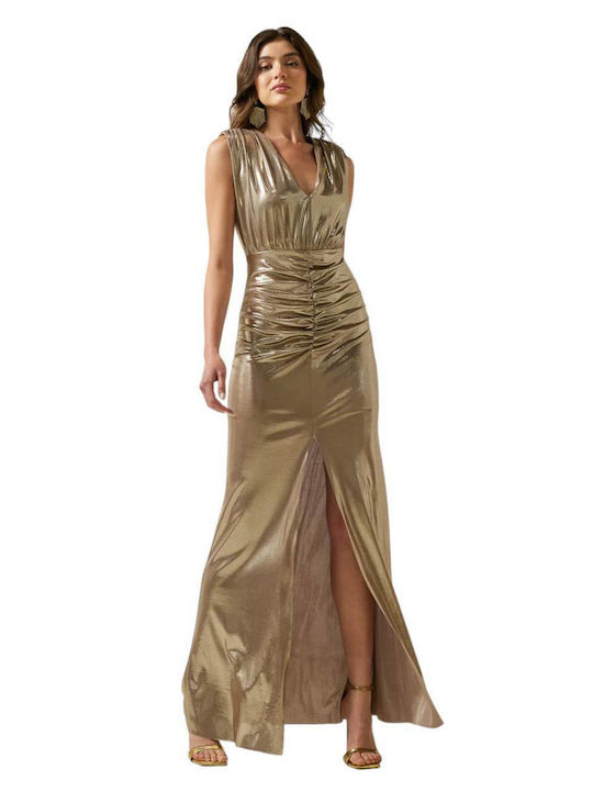 Enzzo Maxi Dress with Slit Sand