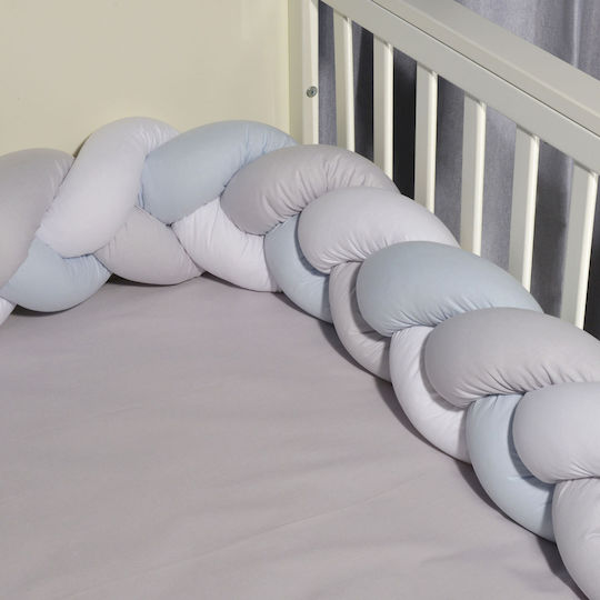 Baby Oliver Crib Bumpers Braided Inside White-yellow-grey 20x200cm