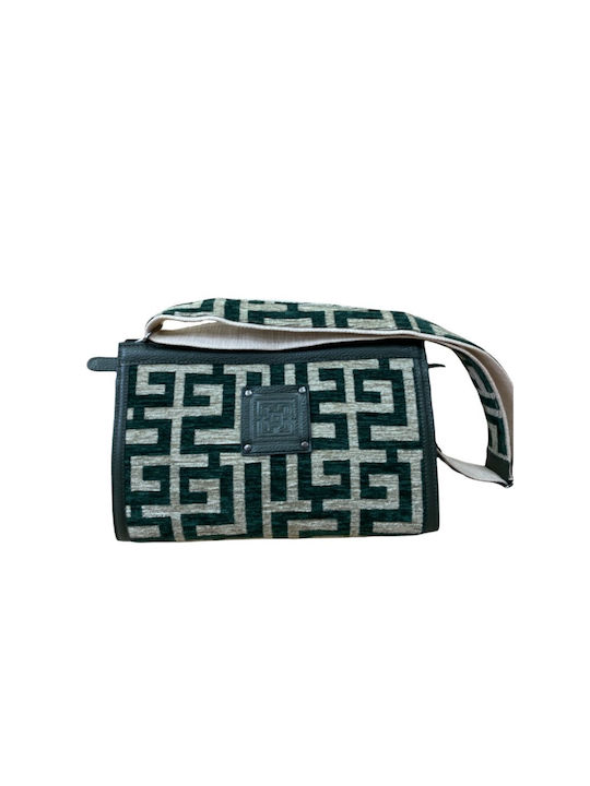 Midneto Erofili Women's Bag Shoulder Cypress Green Beige Chenille Labyrinth