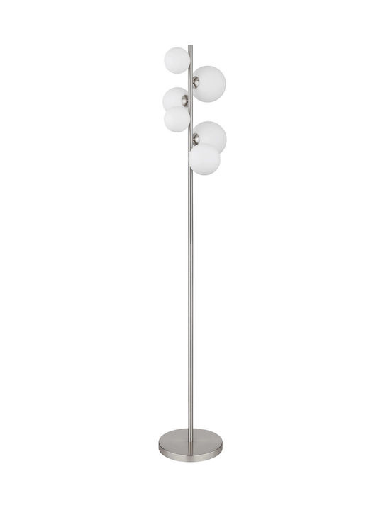 Globo Lighting Floor Lamp H155xW29.5cm. with Socket for Bulb G9 Silver