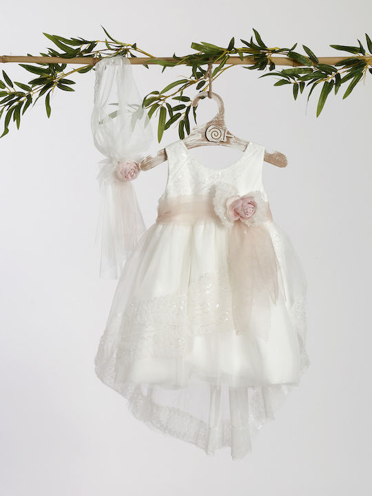 Lollipop Weiß Taufkleid aus Tüll