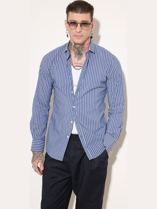 Long-sleeved Shirt Striped Blue