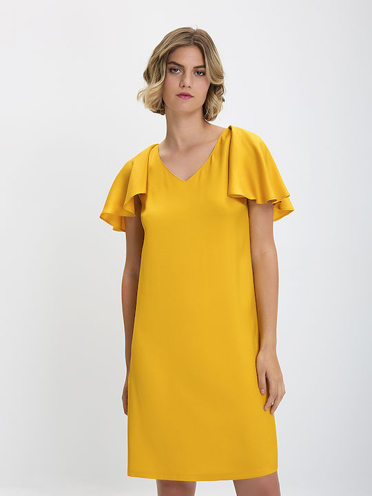 Dress Volant Sleeves Yellow Diana D Crocodile