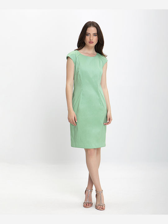 Φόρεμα Μίντι Πράσινο Εμπριμέ Laura Donini Ανοιχτο Πρασινο