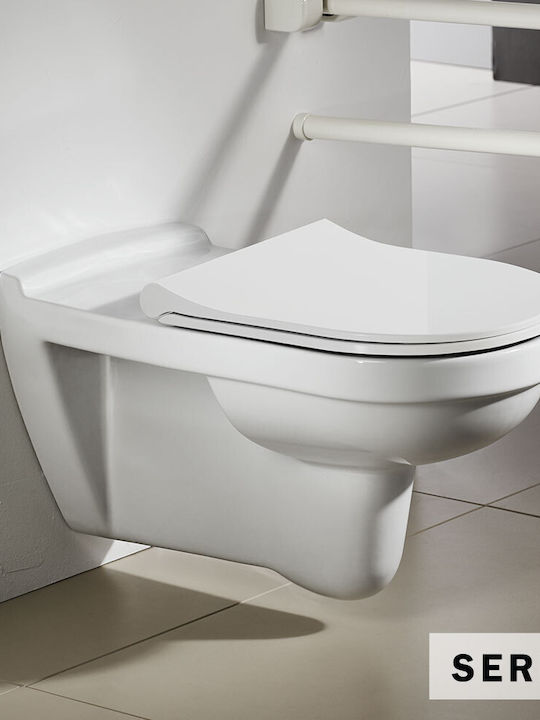 Serel Λεκάνη Κρεμαστή με Slim Κάλυμμα Soft Close Μπεζ