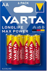 Varta Longlife Max Power Alkaline Batteries AA 1.5V 6pcs