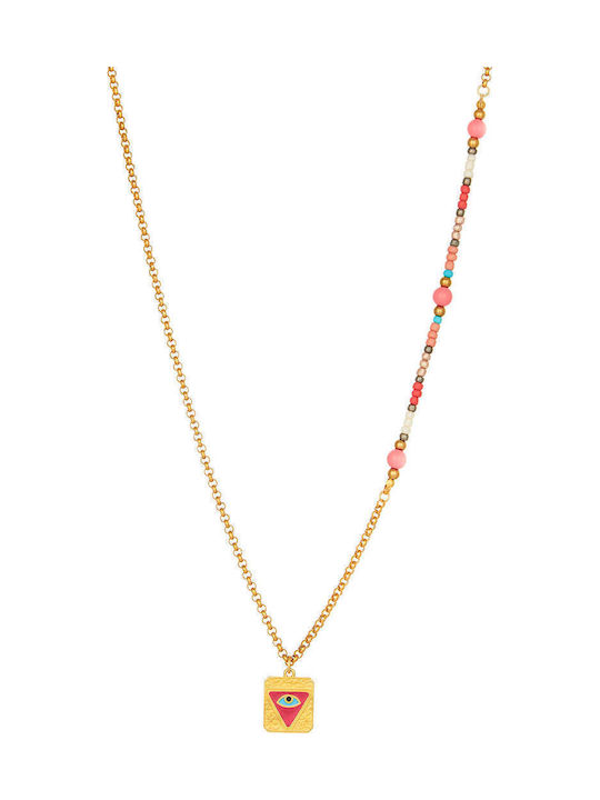 Achilleas Accessories Halskette aus Rosa Vergoldetem Stahl Rosa