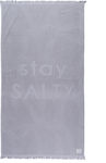 Nef-Nef Stay Salty Blue Cotton Beach Towel with Fringes 170x90cm