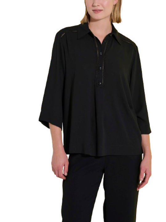 Matis Fashion Women's Blouse with 3/4 Sleeve Black