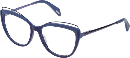 Police Women's Butterfly Prescription Eyeglass Frame Blue VPL931 07B1