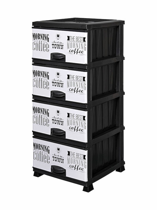 Viosarp Drawers Plastic Black/White 4 Slots 37.5x45.5x90cm