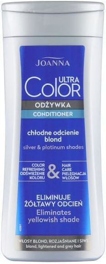 Joanna Balsam Ultra Color oferind o nuanță de platină pentru părul blond gri decolorat 200g