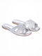 Flat Backless Sandals Knitted Design Silver