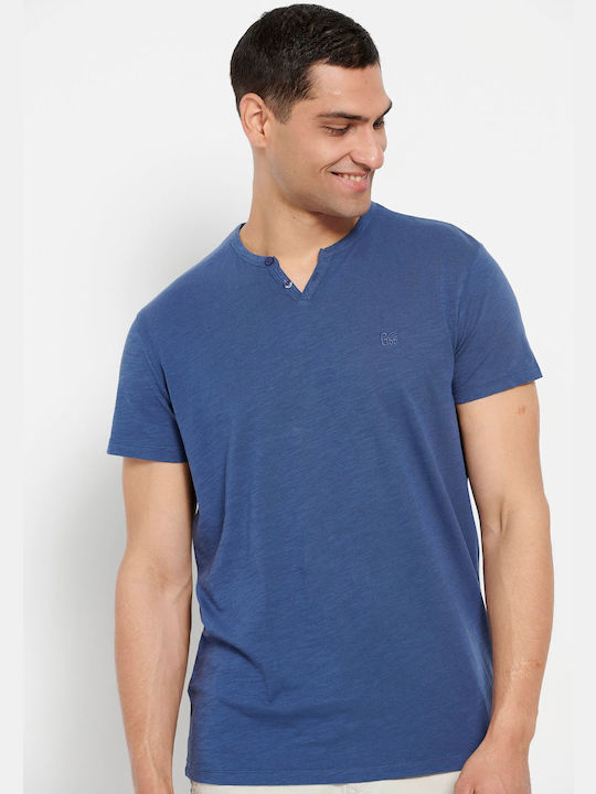 Garage Fifty5 Men's Short Sleeve T-shirt with Buttons Blue