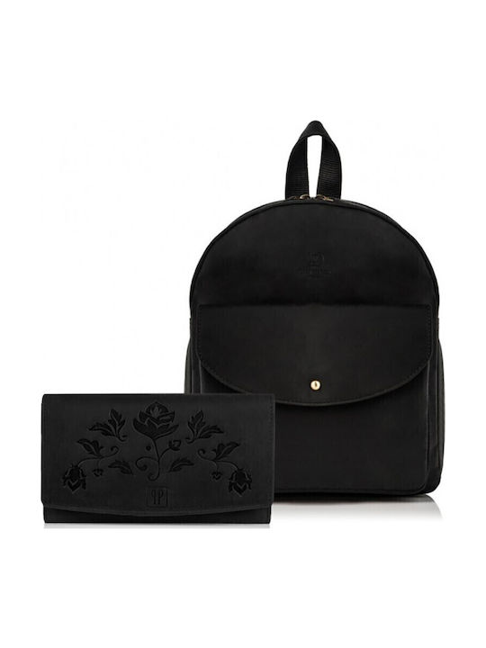 Set Leather Women's Bag Backpack Black