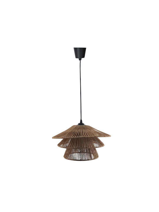 Inart Pendant Light Single-Light with Rope for Socket E27 Brown