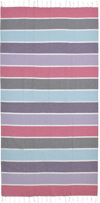 Ble Towel Pestemal Pink Purple Purple Blue Colour Stripes 90x180 100% Cotton