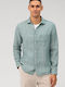 Casual Long-sleeved Linen Shirt Khaki