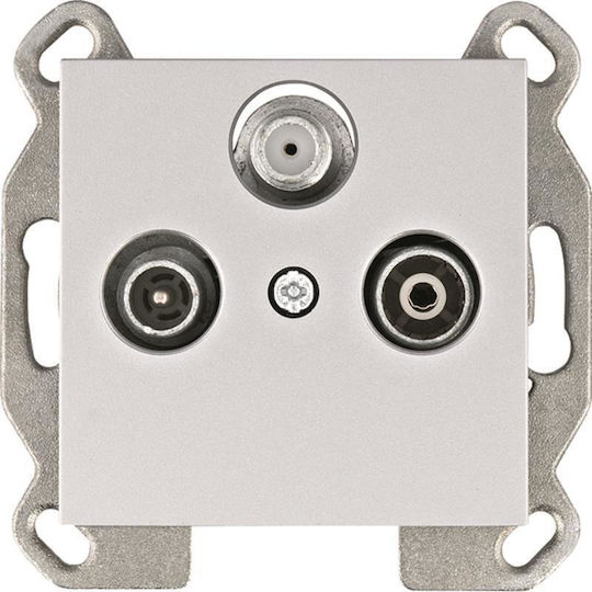 Hager Satelliten- und Radiobuchse Terminal in Silber Farbe WL3112