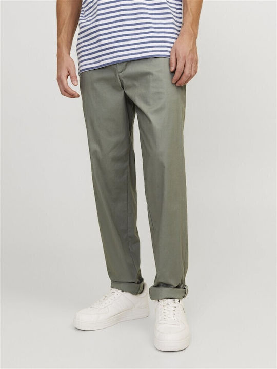 Trousers Chino Elastic in Tapered Line Olive