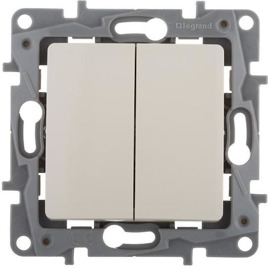 Legrand Niloe Recessed Wall Switch Double Without Frame Ecru