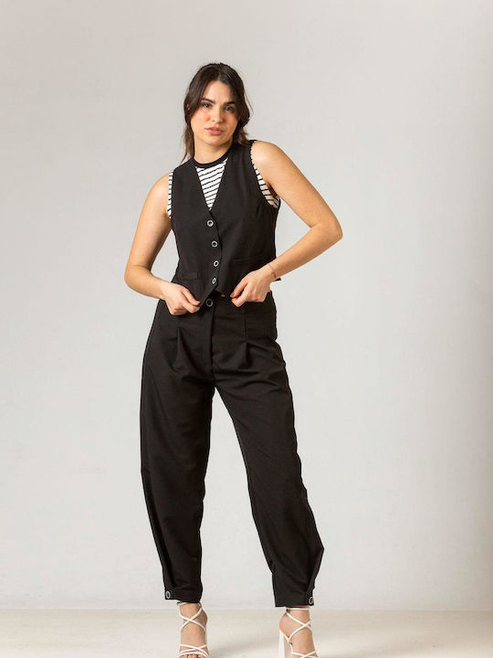 Simple Fashion Women's Fabric Trousers Black
