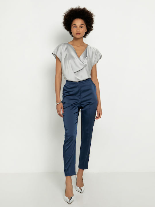 Women's Fabric Trousers Navy Blue