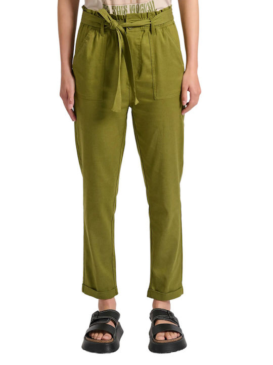 Funky Buddha Women's Fabric Trousers Green