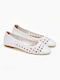 Woven Design Straw Ballerinas White