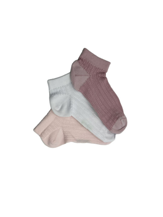 Fms Women's Cotton Fashion Sneaker Socks 3 Pairs Pink-White-Purple