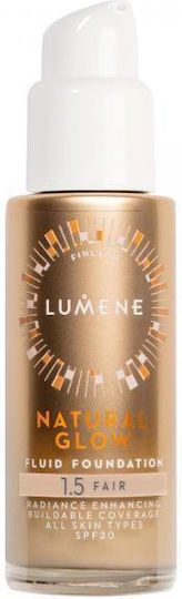 Lumene Natural Glow Fluid Foundation Spf20 Илюминиращ изглаждащ фон дьо тен 1,5 Fair 30ml