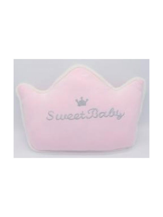 Natural Home Crib Decorative Pillow Sweet Baby Crown Pink