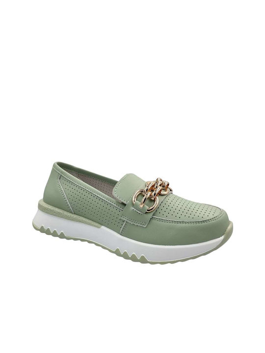 Aerostep Women's Leather Slip-Ons Green