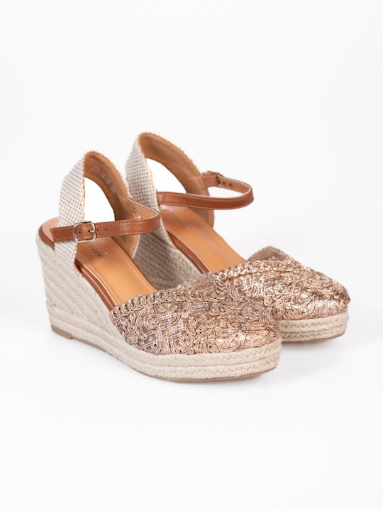 Issue Fashion Platforme dama în stil espadrile Roz