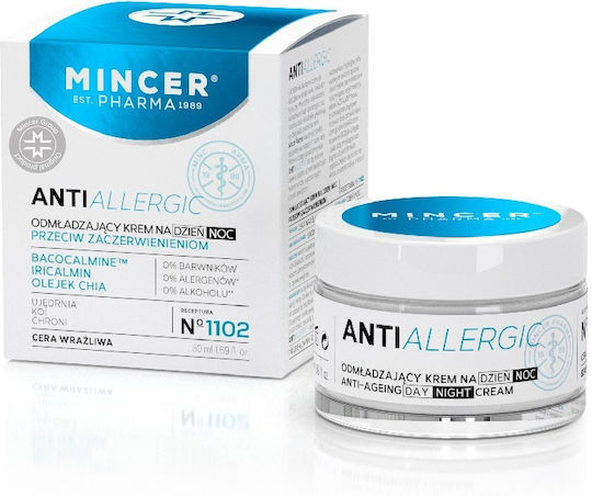 Mincer Pharma Anti Allergic 24ωρη Ενυδατική & Αντιγηραντική Κρέμα Προσώπου κατά της Ερυθρότητας με Υαλουρονικό Οξύ & Βιταμίνη C 50ml