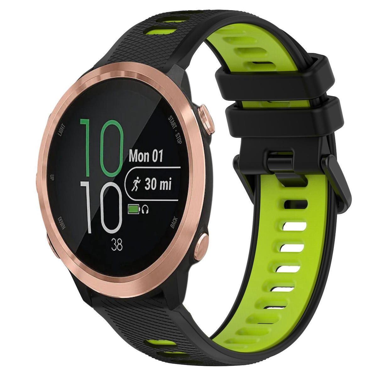 Garmin Forerunner 645 20mm Sports Two color Silicone Watch Band Black green Skroutz.gr