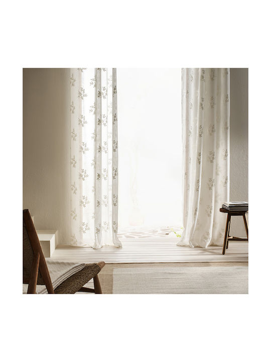 Gofis Home Curtain with Pencil Pleat Leaf White...