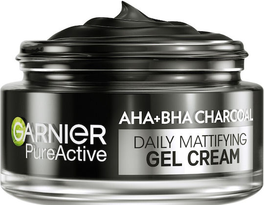 Garnier Pure Active AHA + BHA + Cărbune Light Crema de Față pentru Hidratare și Controlul Sebumului cu Niacinamidă și AHA 50ml